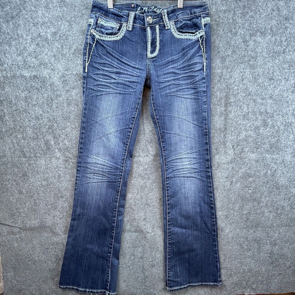 LA Idol USA‎ Jeans Womens 9 30x31 Bootcut Embroidered Studded Rhinestones Bling